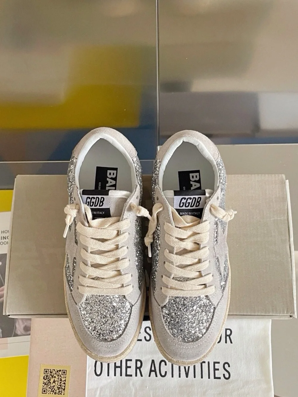 Silver Glitter Low-Top Sneakers for Women